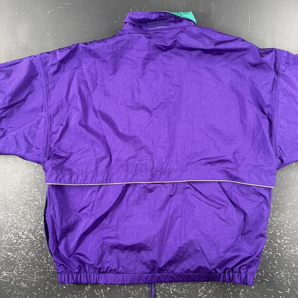 VTG Asics Tennis Jacket Womens Large Purple Teal Preppy Track Wind Anorak 80's - Picture 7 of 7